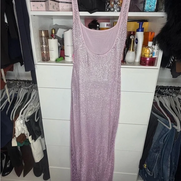 Sequin Mesh Maxi Dress in Pink - Women worn once - Picture 4 of 8